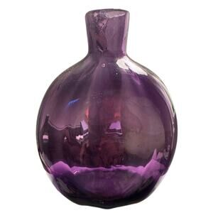 Metropolitan Museum Art Collection Amethyst Glass Bud Vase Signed 5.5"